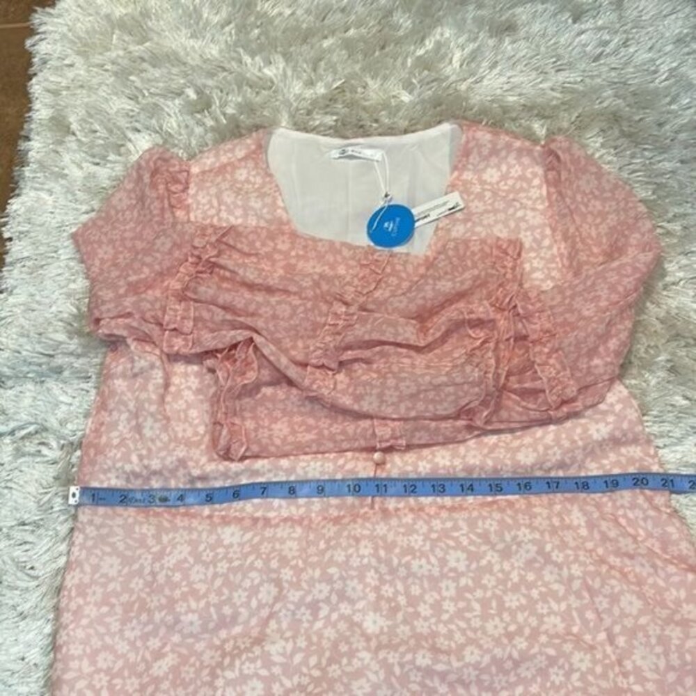 Cupshe Boho Style Varadero‎ Pink V-neck Bell Sleeve Romantic Ditsy Dress size L - Picture 7 of 16